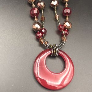 Lia Sophia Burgundy Bead Necklace